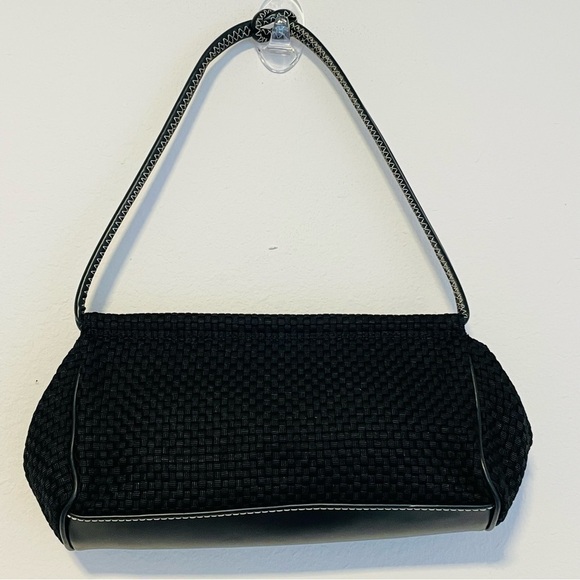 The Sak Shoulder tote bag Black Woven snap Magnetic S PO 3088-CW4511-BLK Y2K - Picture 1 of 16